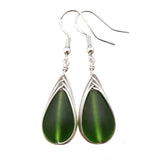 Hawaiian Jewelry Sea Glass Earrings, Braided Emerald Earrings Green Earrings Teardrop Earrings, Sea Glass Jewelry (May Birthstone Jewelry)
