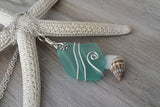Hawaiian Jewelry Sea Glass Necklace, Wire Aquamarine Necklace, Unique Sea Glass Jewelry Beach Jewelry For Girls (March Birthstone Jewelry)