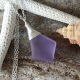 Made in Hawaii, Wire wrapped "Magical Color Changing" Purple sea glass necklace,  sea glass jewelry.