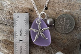 Hawaiian Jewelry Sea Glass Necklace, "Magical Color Changing" Purple Necklace Starfish Necklace Sea Glass Birthday Gift(February Birthstone)