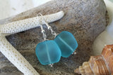 Hawaiian Jewelry Sea Glass Earrings, Minimalist Earrings Turquoise Blue Earrings, Beach Jewelry Sea Glass Birthday Gift(December Birthstone)