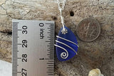 Hawaiian Jewelry Sea Glass Necklace, Wire Cobalt Blue Necklace, Sea Glass Jewelry For Women Birthday Gift (September Birthstone Jewelry)