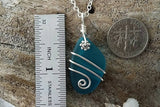 Handmade in Hawaii, Wire wrapped teal blue sea glass necklace, gift box, Mother's Day Gifts.sea glass jewelry.