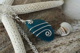 Handmade in Hawaii, Wire wrapped teal blue sea glass necklace, gift box, Mother's Day Gifts.sea glass jewelry.