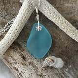 Handmade in Hawaii, Blue sea glass necklace,  gift box, Mother's Day Gifts.sea glass jewelry.