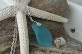 Handmade in Hawaii, Blue sea glass necklace,  gift box, Mother's Day Gifts.sea glass jewelry.