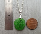 Hawaiian Jewelry Sea Glass Necklace, Emerald Necklace Green Necklace Sand Dollar Necklace, Sea Glass Jewelry (May Birthstone Jewelry Gift)