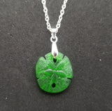 Hawaiian Jewelry Sea Glass Necklace, Emerald Necklace Green Necklace Sand Dollar Necklace, Sea Glass Jewelry (May Birthstone Jewelry Gift)