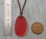Hawaiian Jewelry "Sunset" Sea Glass Necklace, Ruby Red Necklace Leather Cord Necklace, Beach Jewelry Sea Glass Jewelry(July Birthstone Gift)