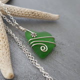 Hawaiian Jewelry Genuine Natural Sea Glass Necklace, Wire Peridot Necklace Green Necklace, Unique Sea Glass Jewelry For Women Beach Jewelry