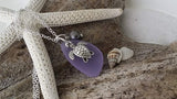 Hawaiian Jewelry Sea Glass Necklace, "Magical Color Changing" Purple Necklace Turtle Necklace Sea Glass Birthday Gift (February Birthstone)