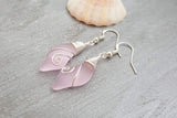 Hawaiian Jewelry Sea Glass Earrings, Wire Wave Earrigns Pink Earrings, Sea Glass Jewelry Beach Jewelry Birthday Gift (October Birthstone)
