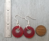 Hawaiian Jewelry Sea Glass Earrings, Minimalist Earrings Ruby Red Earrings, Sea Glass Jewelry Beach Jewelry Birthday Gift (July Birthstone)