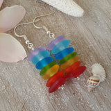Bring home a little bit of "Hawaii Rainbow", Hawaiian Jewelry Sea Glass Earrings, Matching Rainbow Earrings, Unique Earrings Gift For Women