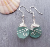 Handmade in Hawaii, Genuine surf tumbled natural sea glass earrings, Sea glass jewelry, Birthday Gifts