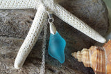 Handmade in Hawaii, Turquoise Blue seashell Necklace sea glass necklace, Blue Beach glass Jewelry Unique Birthday Gift (December Birthstone)