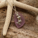 Handmade in Hawaii, "Magical color changing" Purple sea glass necklace, Mermaid charm.   Free gift wrap