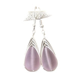 Hawaiian Jewelry Sea Glass Earrings, Braided Pink Earrings Teardrop Earrings, Sea Glass Jewelry Birthday Gift (October Birthstone Jewelry)