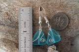 Hawaiian Jewelry Sea Glass Earrings, Wire Turquoise Earrings Blue Earrings, Sea Glass Jewelry Birthday Gift (December Birthstone Jewelry)