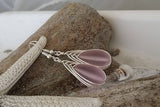 Hawaiian Jewelry Sea Glass Earrings, Braided Pink Earrings Teardrop Earrings, Sea Glass Jewelry Birthday Gift (October Birthstone Jewelry)