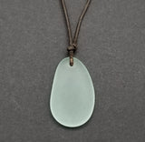 Hawaiian Jewelry Sea Glass Necklace, Seafoam Leather Cord Necklace Unisex Beach Sea Glass Jewelry Gift For Him For Her, FREE Gift Wrap