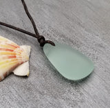 Hawaiian Jewelry Sea Glass Necklace, Leather Cord Seafoam Chunky Sea Glass  Necklace Unique Unisex Sea Glass Jewelry Gift For Him or Her