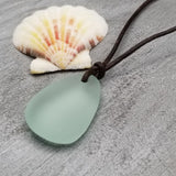Hawaiian Jewelry Sea Glass Necklace, Leather Cord Seafoam Chunky Sea Glass  Necklace Unique Unisex Sea Glass Jewelry Gift For Him or Her