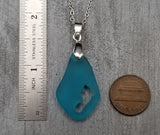 Footprint Blue Sea Glass Necklace Tells a Story of Sandy Beach and Cherished Memories, Unique Gift For Your Trip or a Special Time