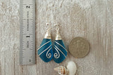 Hawaiian Jewelry Sea Glass Earrings, Wire Wrapped Earrings Teal Earrings, Beach Jewelry For Women, Unique Earrings Sea Glass Jewelry