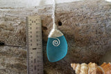 Handmade in Hawaii, Wire wrapped swirl blue sea glass necklace,   gift box, Birthday Gifts, Sea Glas Necklace