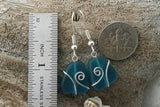 Hawaiian Jewelry Sea Glass Earrings, Wire Wrapped Teal Earrings, Beach Jewelry For Women, Unique Earrings Ocean Sea Glass Jewelry