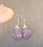 Hawaiian Jewelry Sea Glass Earrings, Top Wire Purple Earrings, Sea Glass Jewelry Beach Jewelry  Birthday Gift  (February Birthstone Jewelry)