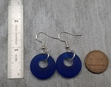 Hawaiian Jewelry Sea Glass Earrings, Circle Minimalist Jewelry Cobalt Earrings, Beach Sea Glass Birthday Gift (September Birthstone)