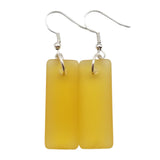 Hawaiian Jewelry Sea Glass Earrings, Rectangle Minimalist Jewelry Yellow Earrings, Sea Glass Birthday Gift (November Birthstone)