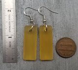 Hawaiian Jewelry Sea Glass Earrings, Rectangle Minimalist Jewelry Yellow Earrings, Sea Glass Birthday Gift (November Birthstone)