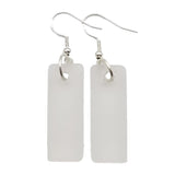 Hawaiian Jewelry Sea Glass Earrings, Rectangle Minimalist Jewelry Crystal Clear Earrings, Sea Glass Birthday Gift (April Birthstone)