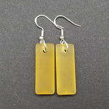 Hawaiian Jewelry Sea Glass Earrings, Rectangle Minimalist Jewelry Yellow Earrings, Sea Glass Birthday Gift (November Birthstone)