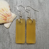 Hawaiian Jewelry Sea Glass Earrings, Rectangle Minimalist Jewelry Yellow Earrings, Sea Glass Birthday Gift (November Birthstone)