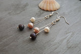 Handmade in Hawaii, Triple Color Natural Pearl earrings, "June Birthstone",   FREE gift wrap