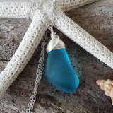 Handmade in Hawaii, Wire wrapped blue sea glass necklace,  gift box, Mother's Day Gifts.sea glass jewelry.