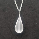 Hawaiian Jewelry Sea Glass Necklace, Braided Crystal Necklace Teardrop Necklace, Sea Glass Jewelry Birthday Gift (April Birthstone Jewelry)