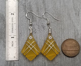 Hawaiian Jewelry Sea Glass Earrings, Wire Cross Yellow Earrings, Beach Sea Glass Jewelry Unique Earrings (November Birthstone Jewelry Gift)