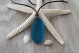 Hawaiian Jewelry Sea Glass Necklace, Leather Cord Teal Chunky Sea Glass  Necklace Unique Unisex Sea Glass Jewelry Gift For Him or Her