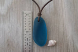 Hawaiian Jewelry Sea Glass Necklace, Leather Cord Teal Chunky Sea Glass  Necklace Unique Unisex Sea Glass Jewelry Gift For Him or Her