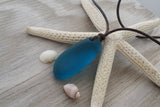 Hawaiian Jewelry Sea Glass Necklace, Leather Cord Teal Chunky Sea Glass  Necklace Unique Unisex Sea Glass Jewelry Gift For Him or Her
