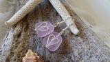 Handmade in Hawaii, Wire wrapped heart pink sea glass earrings, gift box.beach jewelry, Gifts for her.