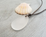 Hawaiian Jewelry Sea Glass Necklace, Crystal Leather Cord Necklace Sea Glass Jewelry Unisex Beach Jewelry (April Birthstone Jewelry)