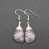 Hawaiian Jewelry Sea Glass Earrings, Top Wire Pink Earrings Blue Earrings, Beach Jewelry Birthday Gift (October Birthstone Jewelry)