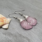 Hawaiian Jewelry Sea Glass Earrings, Top Wire Pink Earrings Blue Earrings, Beach Jewelry Birthday Gift (October Birthstone Jewelry)