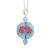Handmade in Hawaii, Bohemian glass Lotus "Yoga" necklace,   Hawaiian Gift, FREE gift wrap, FREE gift message